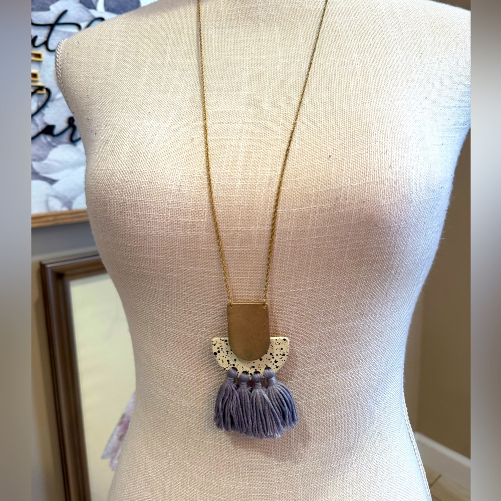 5 for $30 Fringe and Paint Splatter Gold Necklace